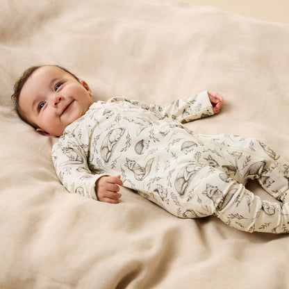 Wilson & Frenchy Organic Zipsuit with Feet in Foxglove Forest