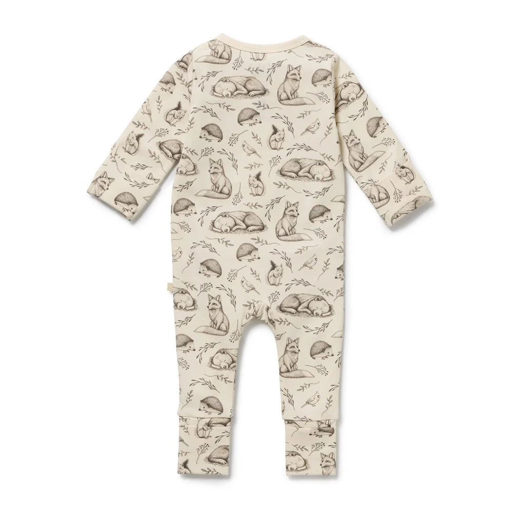 Wilson & Frenchy Organic Zipsuit with Feet in Foxglove Forest