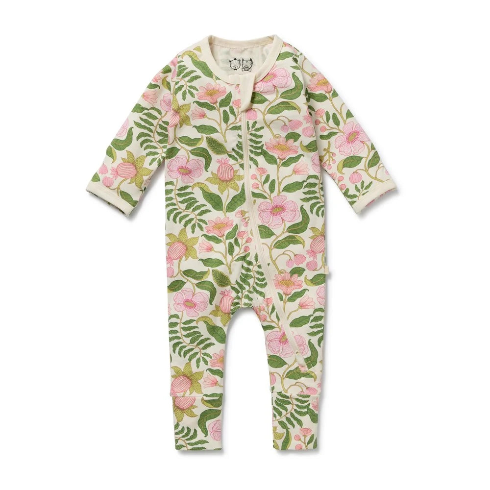 Wilson & Frenchy Organic Zipsuit with Feet in Ma Fleur