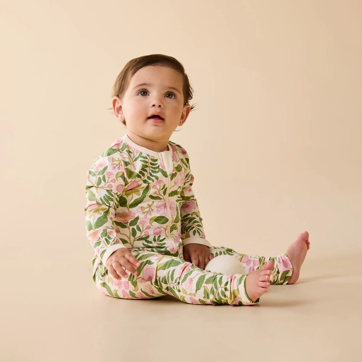 Wilson & Frenchy Organic Zipsuit with Feet in Ma Fleur