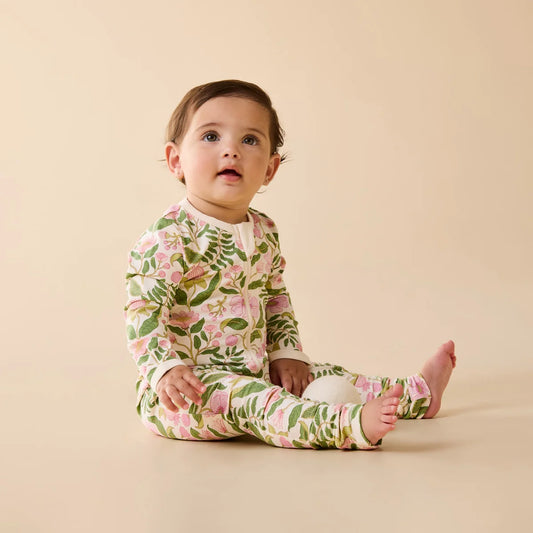 Wilson & Frenchy Organic Zipsuit with Feet in Ma Fleur