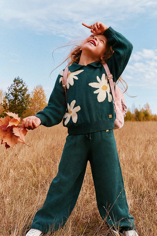 Deux Par Deux Flare Pant in Jasper Green