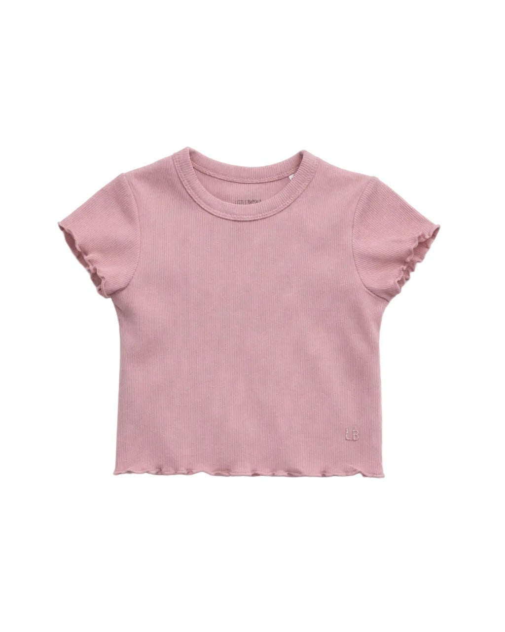 Little Bipsy Ribbed Lettuce Trim Tee in Dusty Rosewood