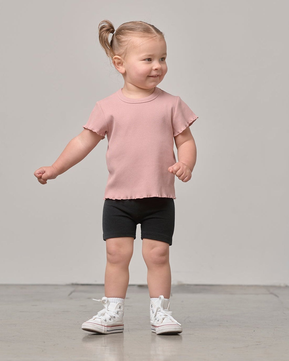 Little Bipsy Ribbed Lettuce Trim Tee in Dusty Rosewood