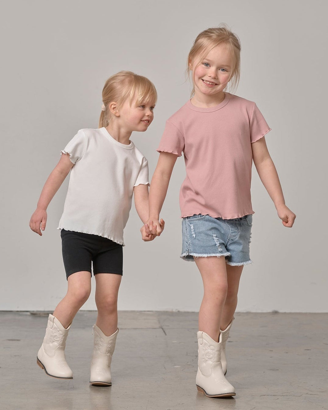 Little Bipsy Ribbed Lettuce Trim Tee in Dusty Rosewood