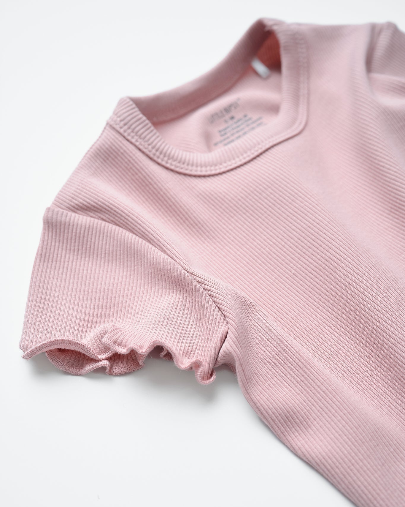 Little Bipsy Ribbed Lettuce Trim Tee in Dusty Rosewood