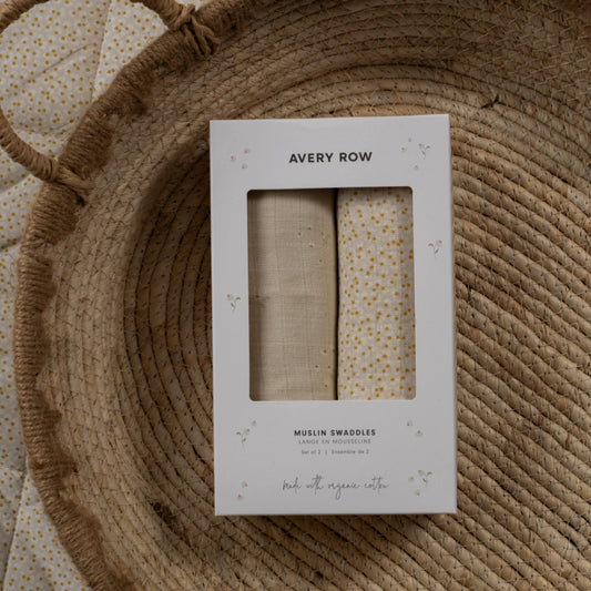 Avery Row Muslin Swaddle Set in Wild Chamomile / Daisy Meadow