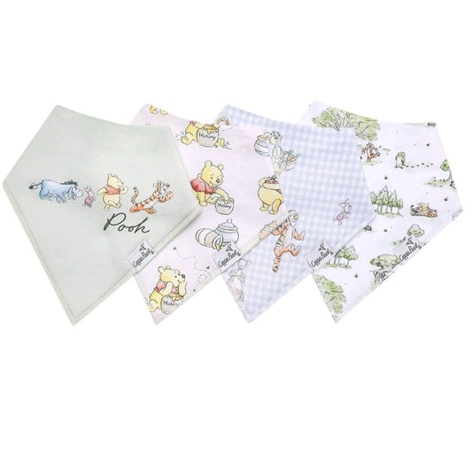 Copper Pearl 4 Pack Bandana Bibs in Hundred Acre Woods