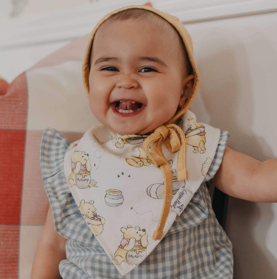 Copper Pearl 4 Pack Bandana Bibs in Hundred Acre Woods