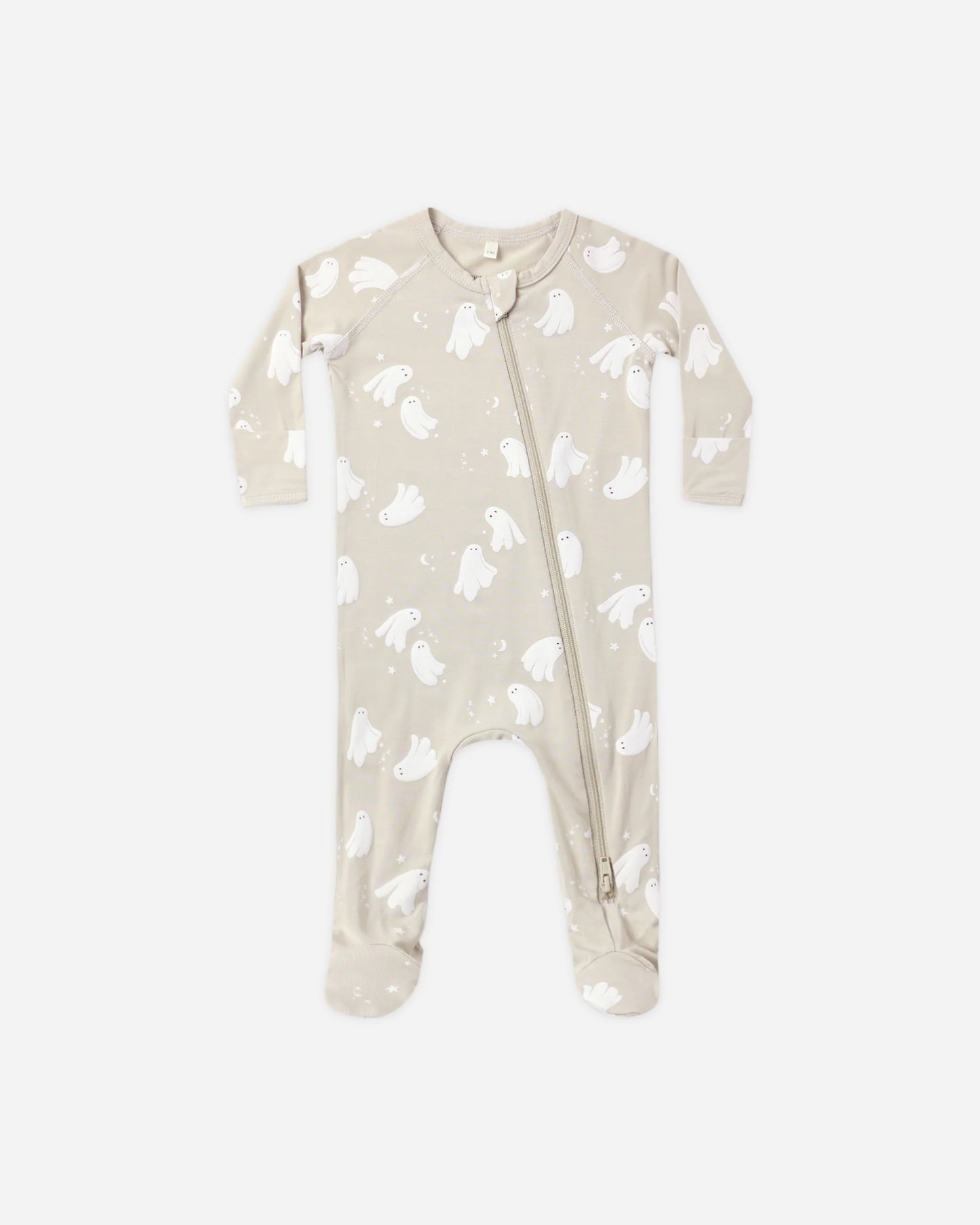 Quincy Mae Bamboo Zip Footie in Dancing Ghosts