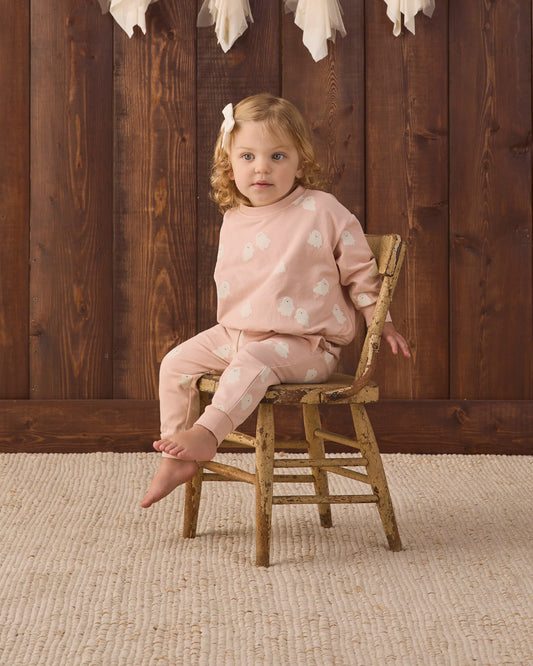 Quincy Mae Relaxed Fleece Sweatsuit Set in Sweet Ghost