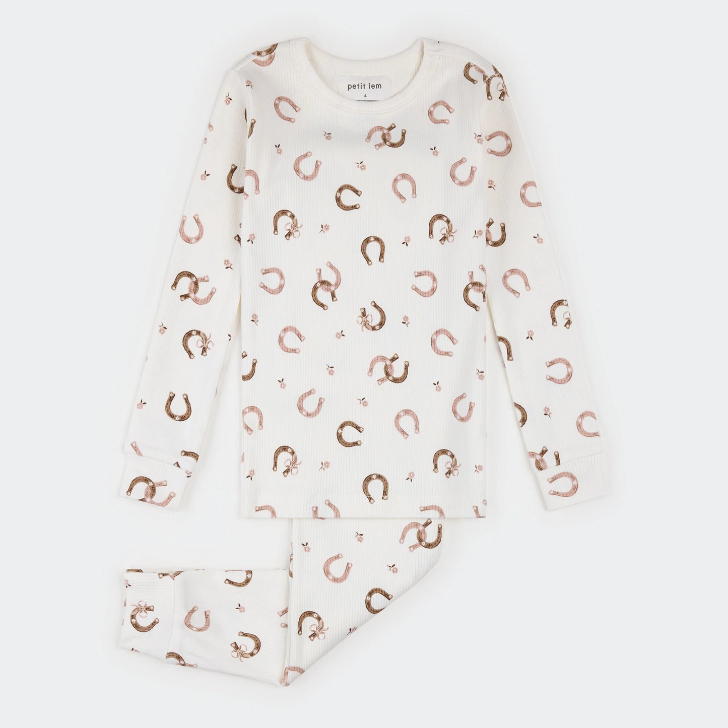 Petit Lem 2 Piece Ribbed Pj Set in Horseshoe