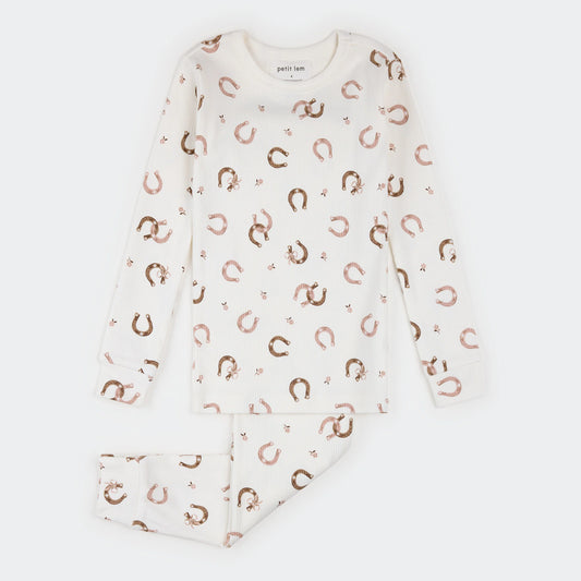 Petit Lem 2 Piece Ribbed Pj Set in Horseshoe