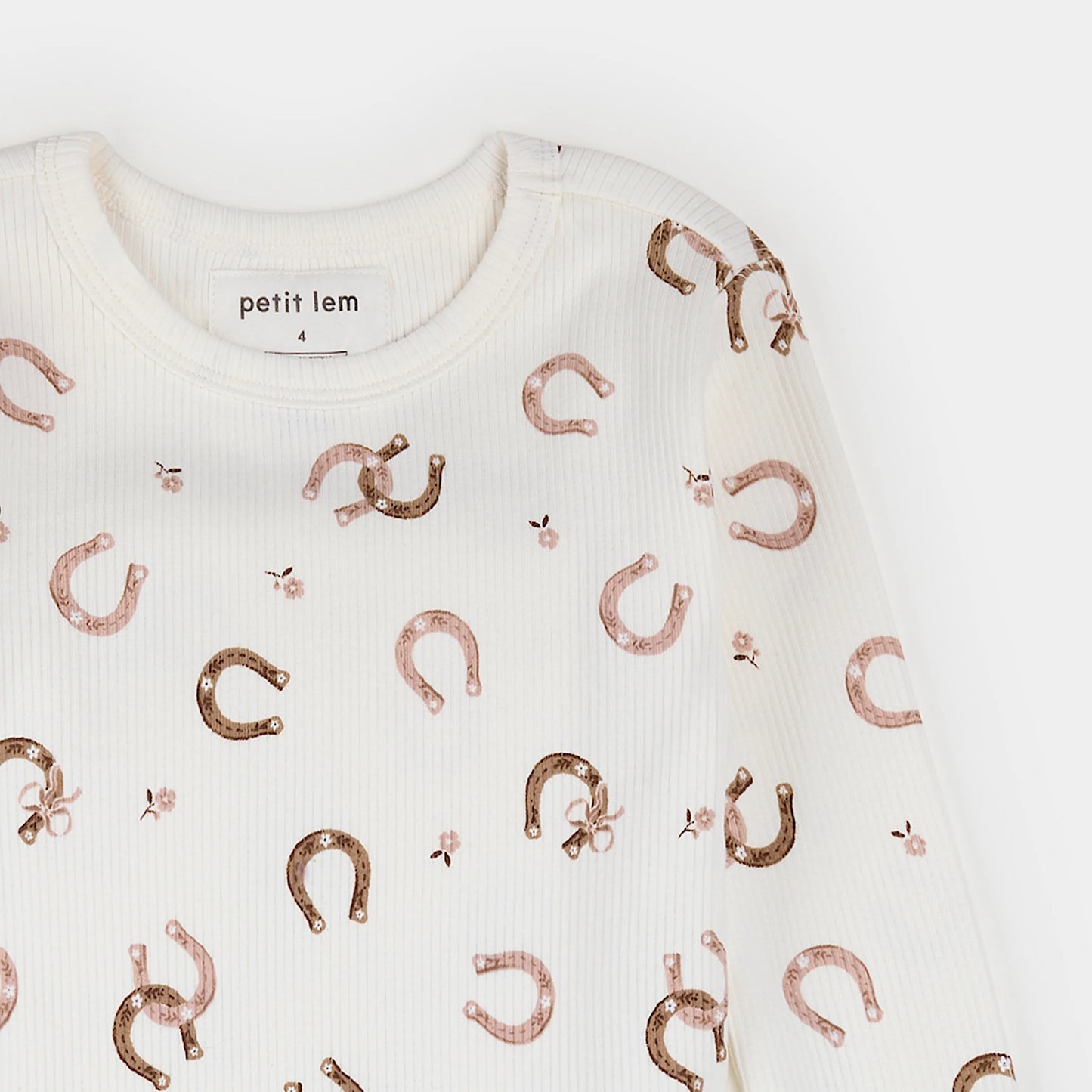 Petit Lem 2 Piece Ribbed Pj Set in Horseshoe