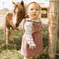Petit Lem Floral Terracotta Quilted Overall Dress Set