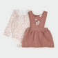 Petit Lem Floral Terracotta Quilted Overall Dress Set