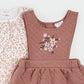Petit Lem Floral Terracotta Quilted Overall Dress Set