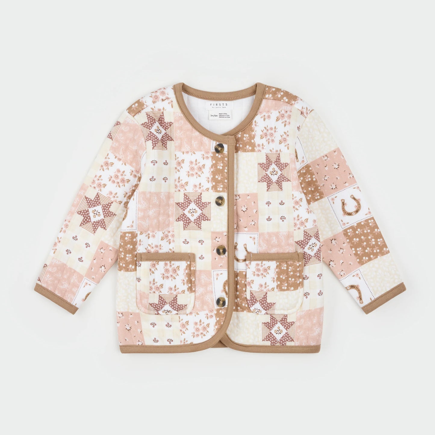Petit Lem Orchard Patchwork Quilted Cardigan