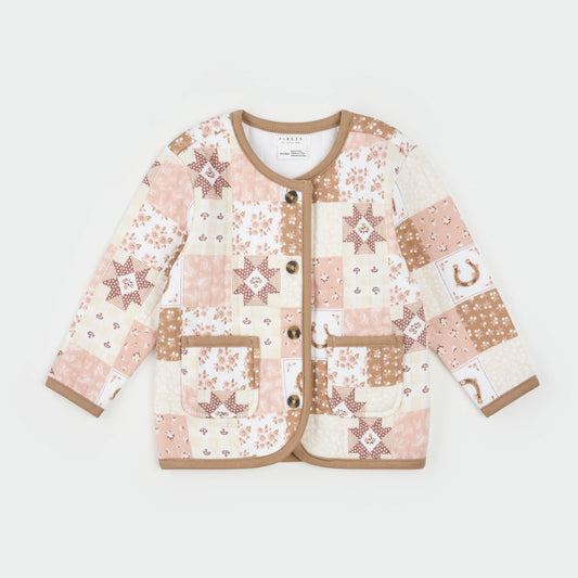 Petit Lem Orchard Patchwork Quilted Cardigan