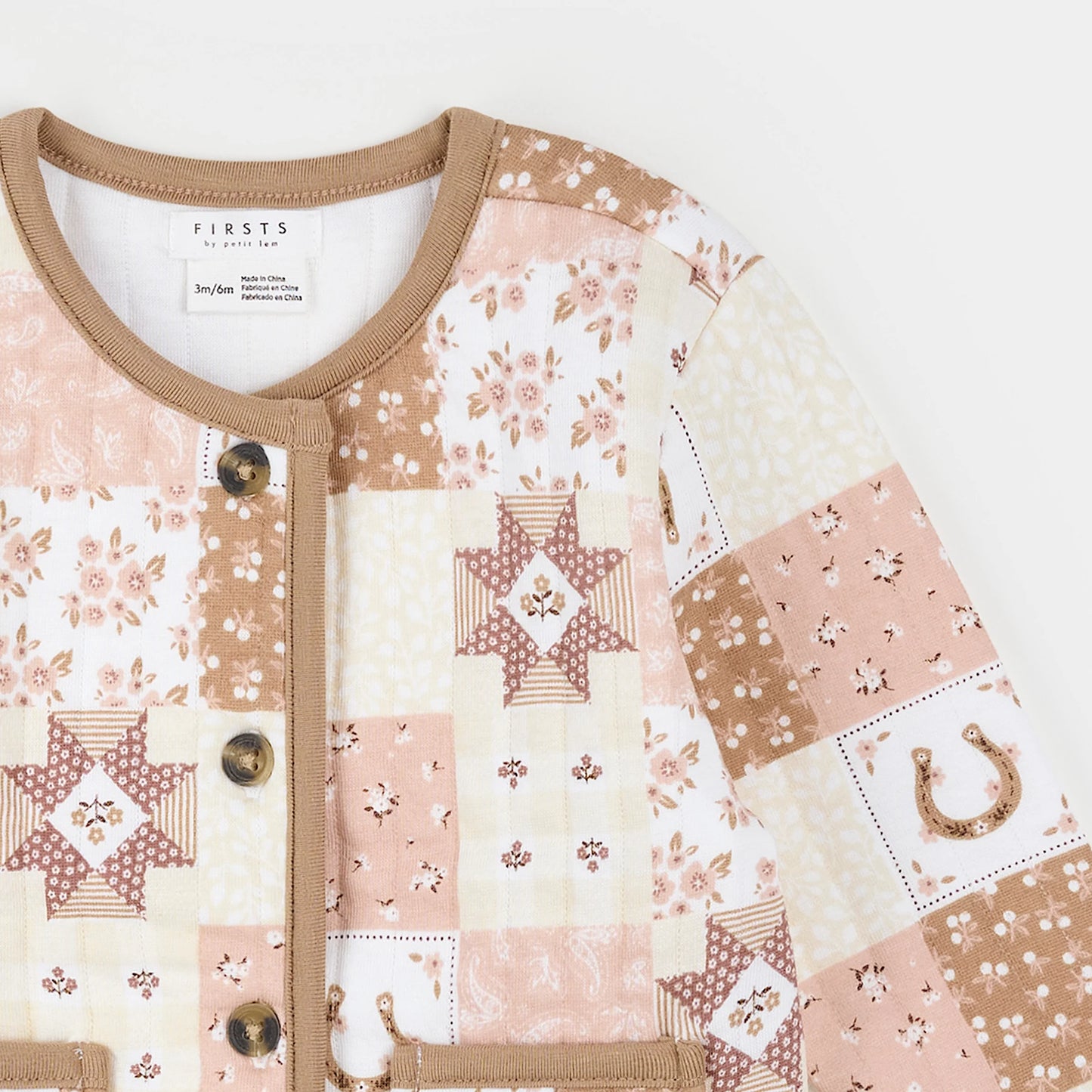 Petit Lem Orchard Patchwork Quilted Cardigan