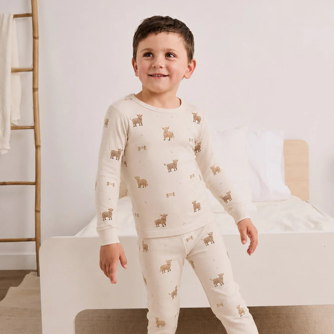 Petit Lem 2 Piece Pj Set in Highland Cow