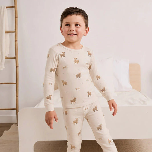 Petit Lem 2 Piece Pj Set in Highland Cow