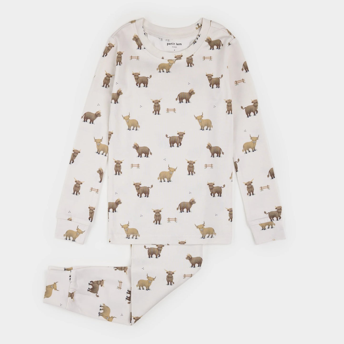 Petit Lem 2 Piece Pj Set in Highland Cow