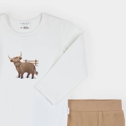 Petit Lem 2 Piece Bodysuit Set in Highland Cow