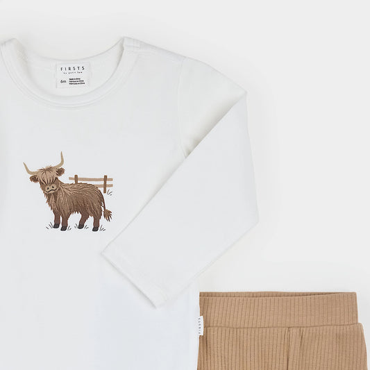 Petit Lem 2 Piece Bodysuit Set in Highland Cow