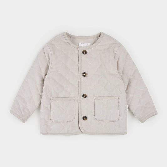 Petit Lem Crème Corduroy Quilted Cardigan
