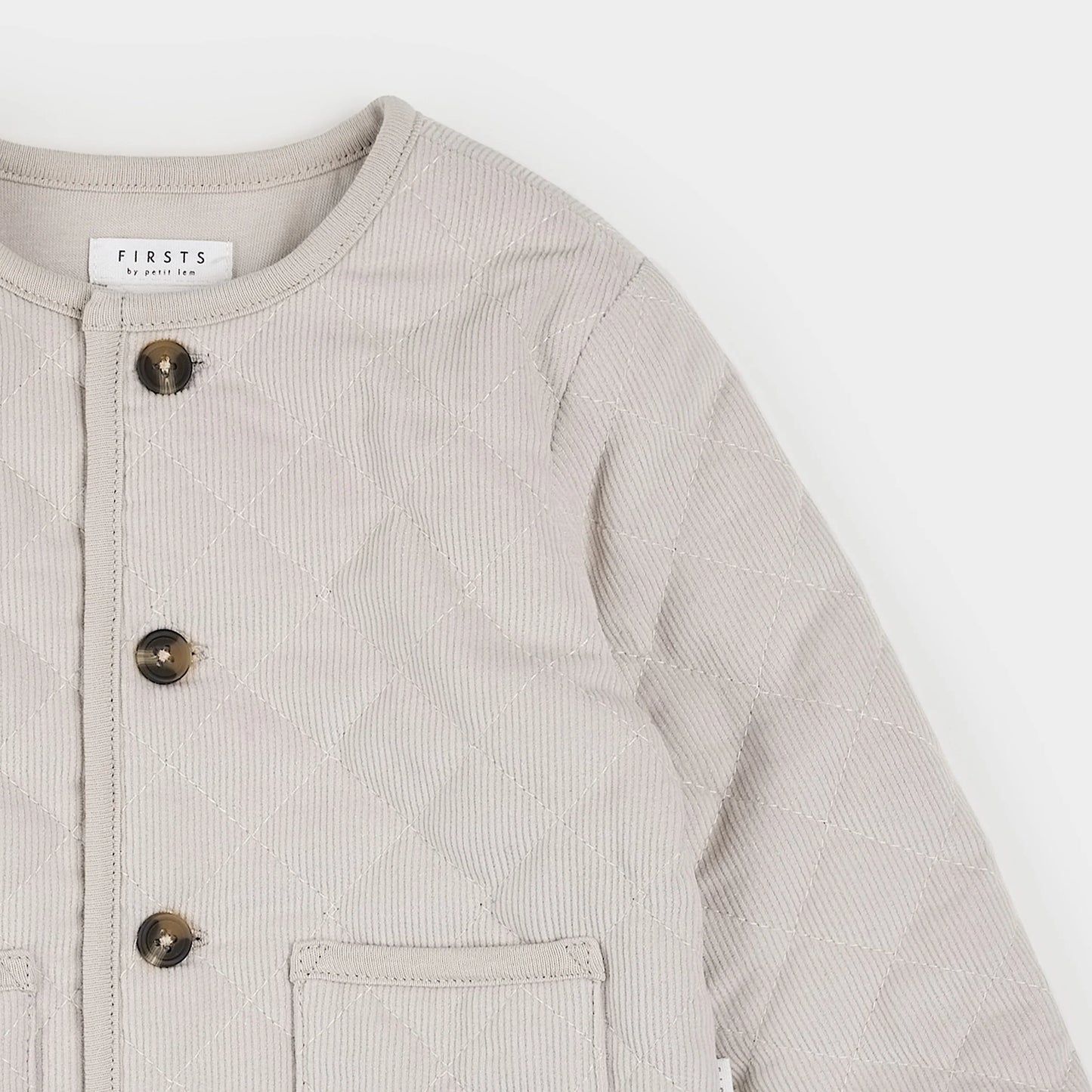 Petit Lem Crème Corduroy Quilted Cardigan