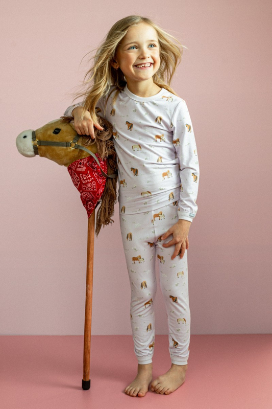 Coccoli 2 Piece Modal Pj Set in Horses on Orchid