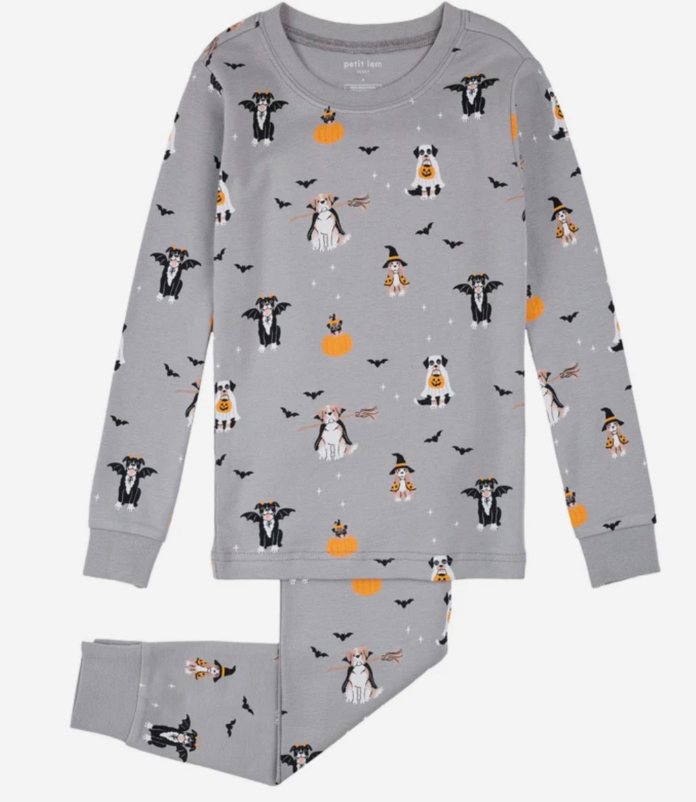 Petit Lem 2 Piece Pj Set in Halloween Dogs