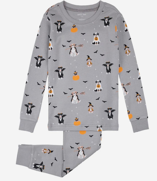 Petit Lem 2 Piece Pj Set in Halloween Dogs