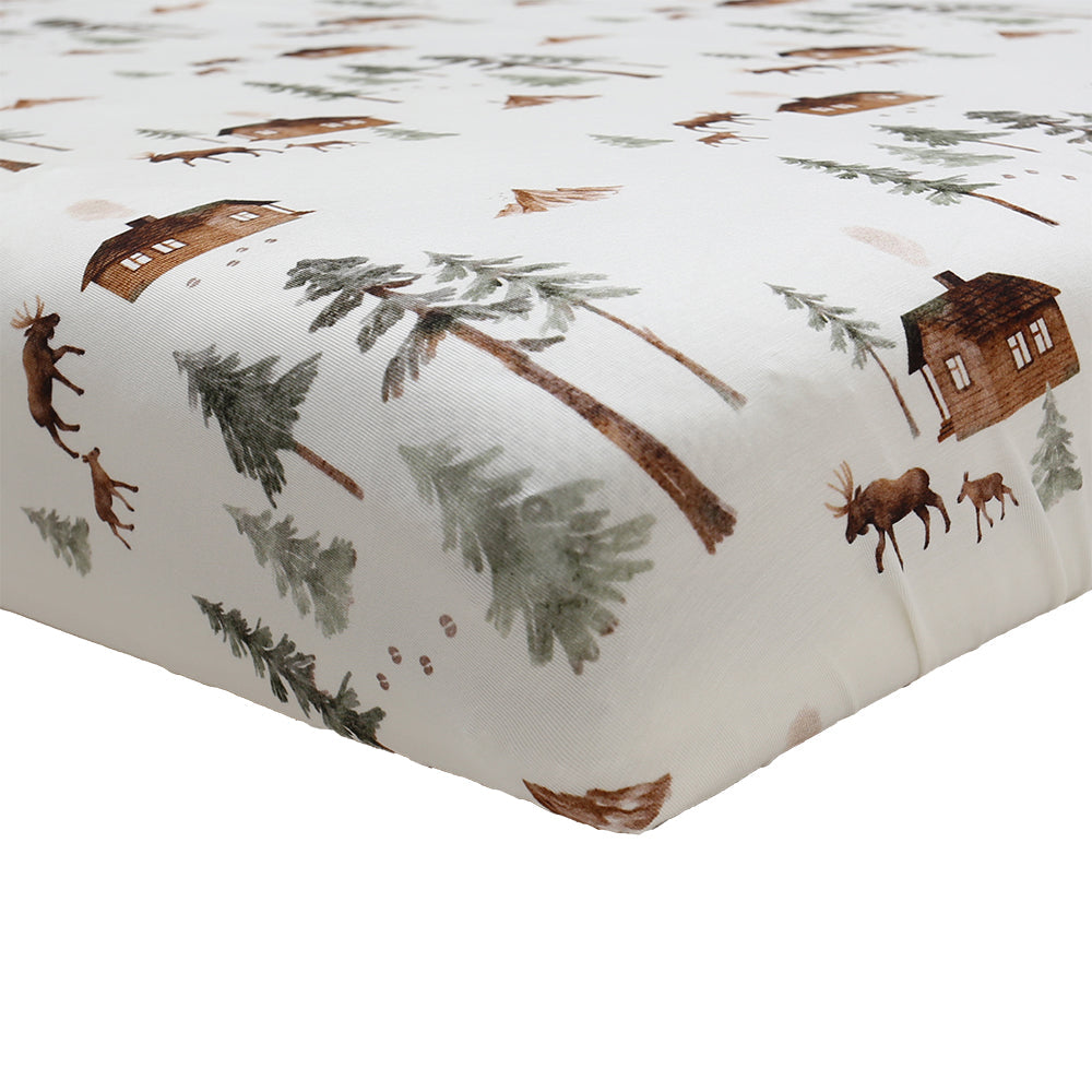 Belan J Bamboo Fitted Crib Sheet in Moose