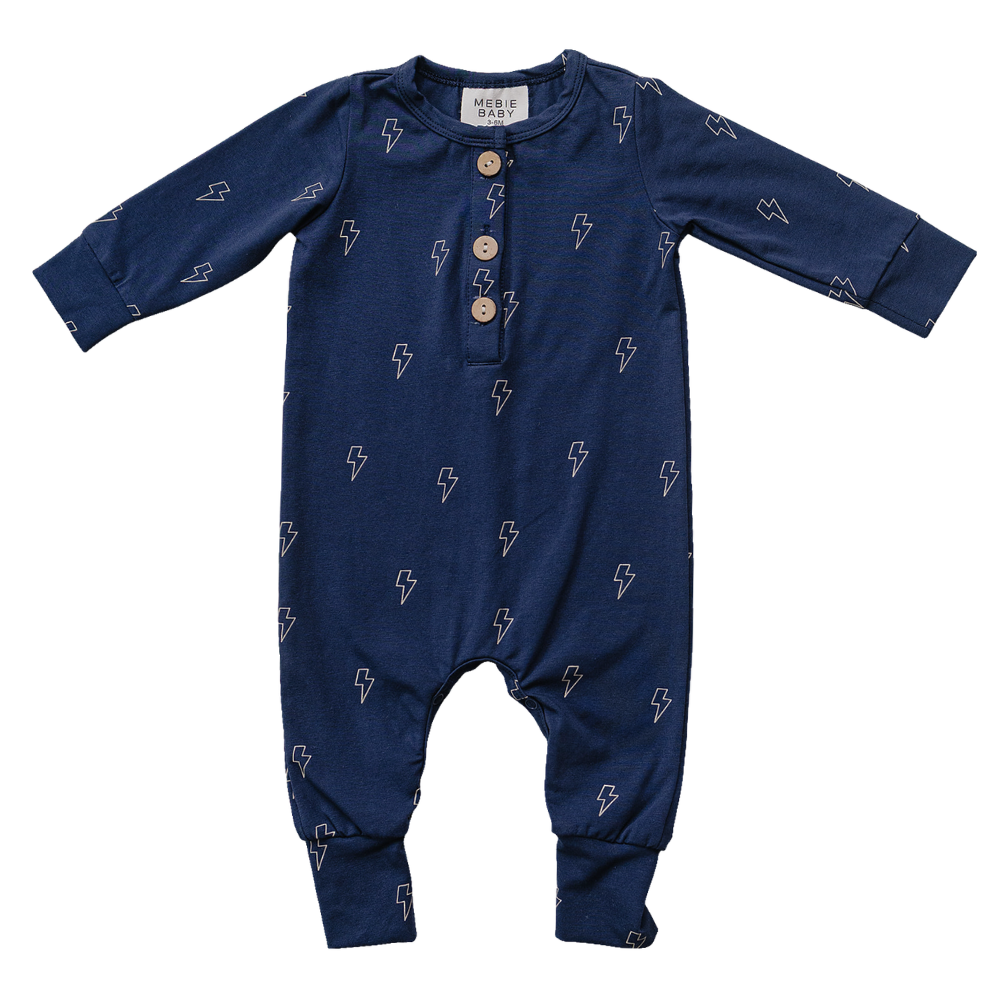 Mebie Baby Lightening Bolt Button Romper