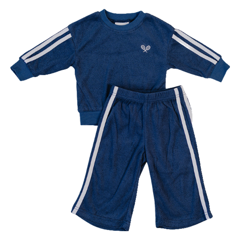 Mebie Baby Terry Cloth Track Set in Navy