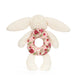 Jellycat Blossom Cream Bunny Ring Rattle in Berry