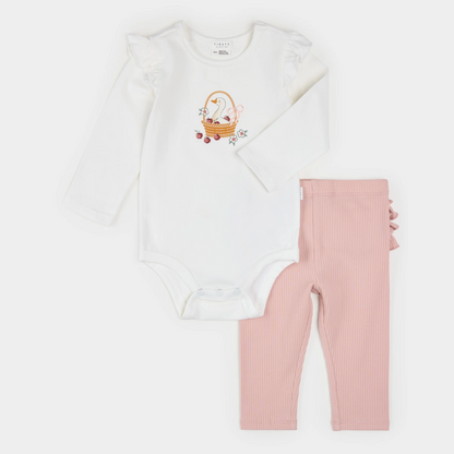 Petit Lem 2 Piece Bodysuit Set in Dress Up Duck