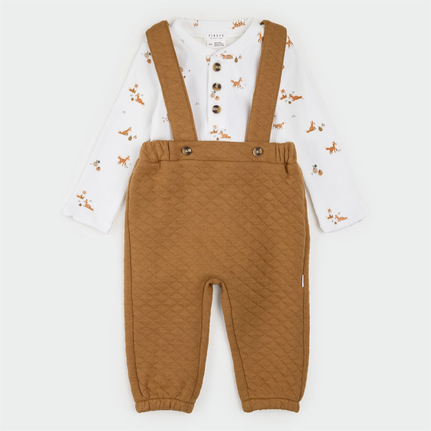 Petit Lem Quilted Overall Set in Amber Fox