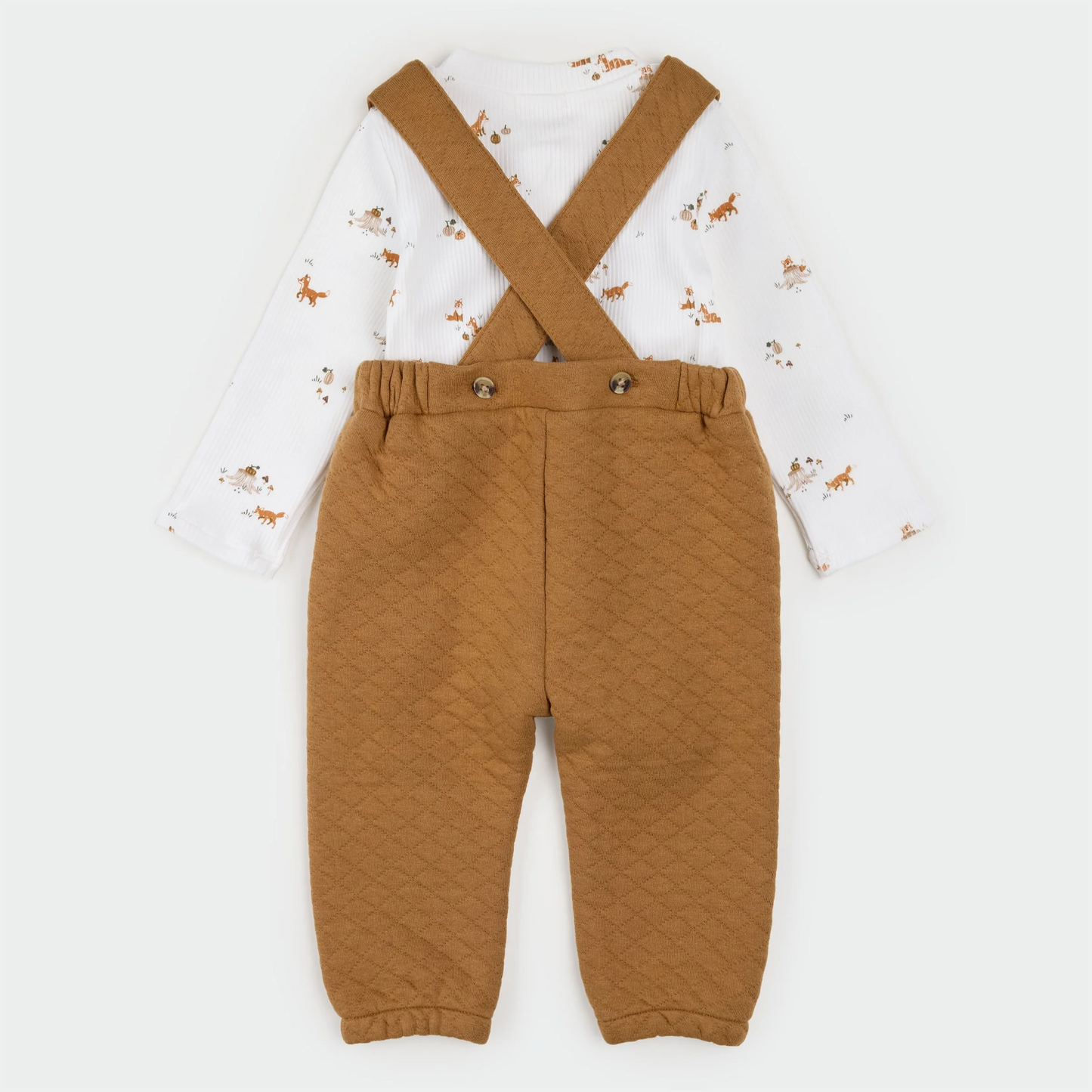 Petit Lem Quilted Overall Set in Amber Fox