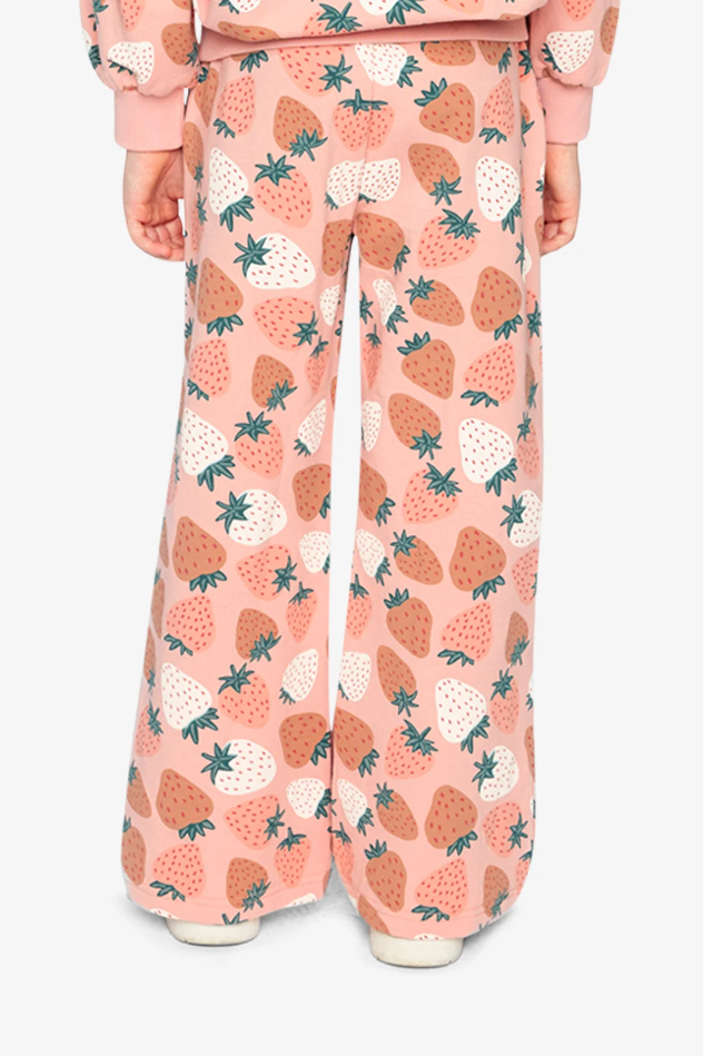 Deux Par Deux Wide Leg Sweatpant in Strawberry