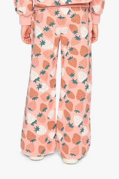 Deux Par Deux Wide Leg Sweatpant in Strawberry