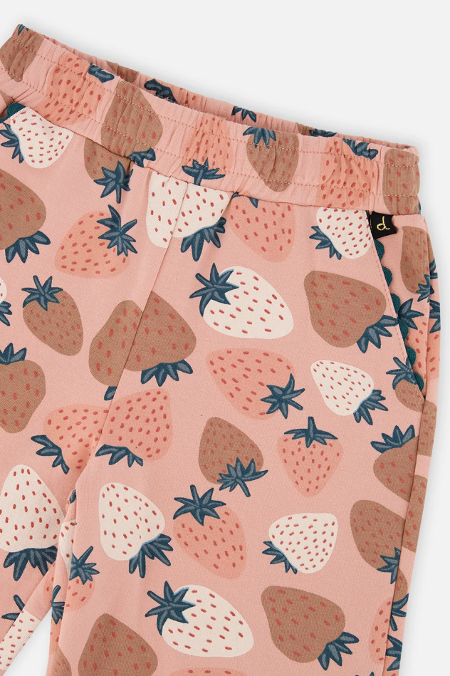 Deux Par Deux Wide Leg Sweatpant in Strawberry