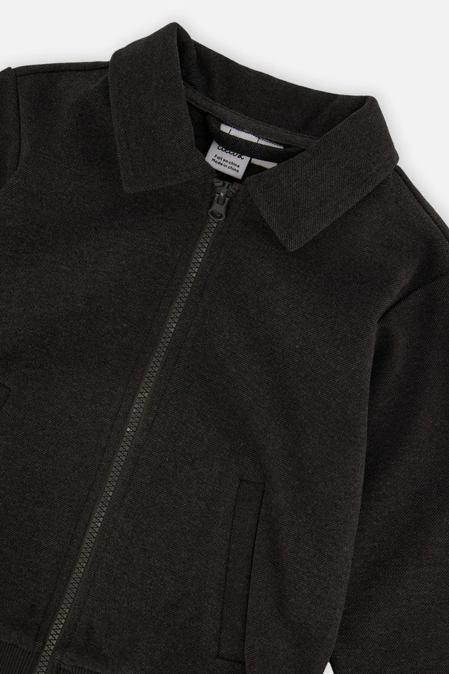 Deux Par Deux Front Zip Jacket in Black