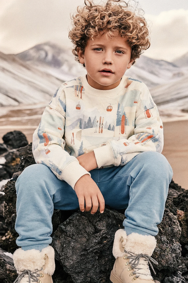Deux Par Deux Fleece Sweatshirt in Vintage Ski