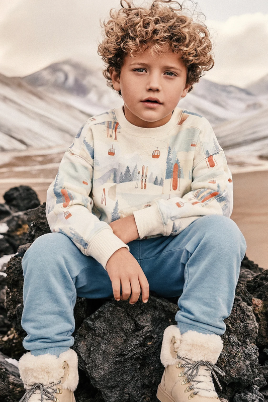 Deux Par Deux Fleece Sweatshirt in Vintage Ski