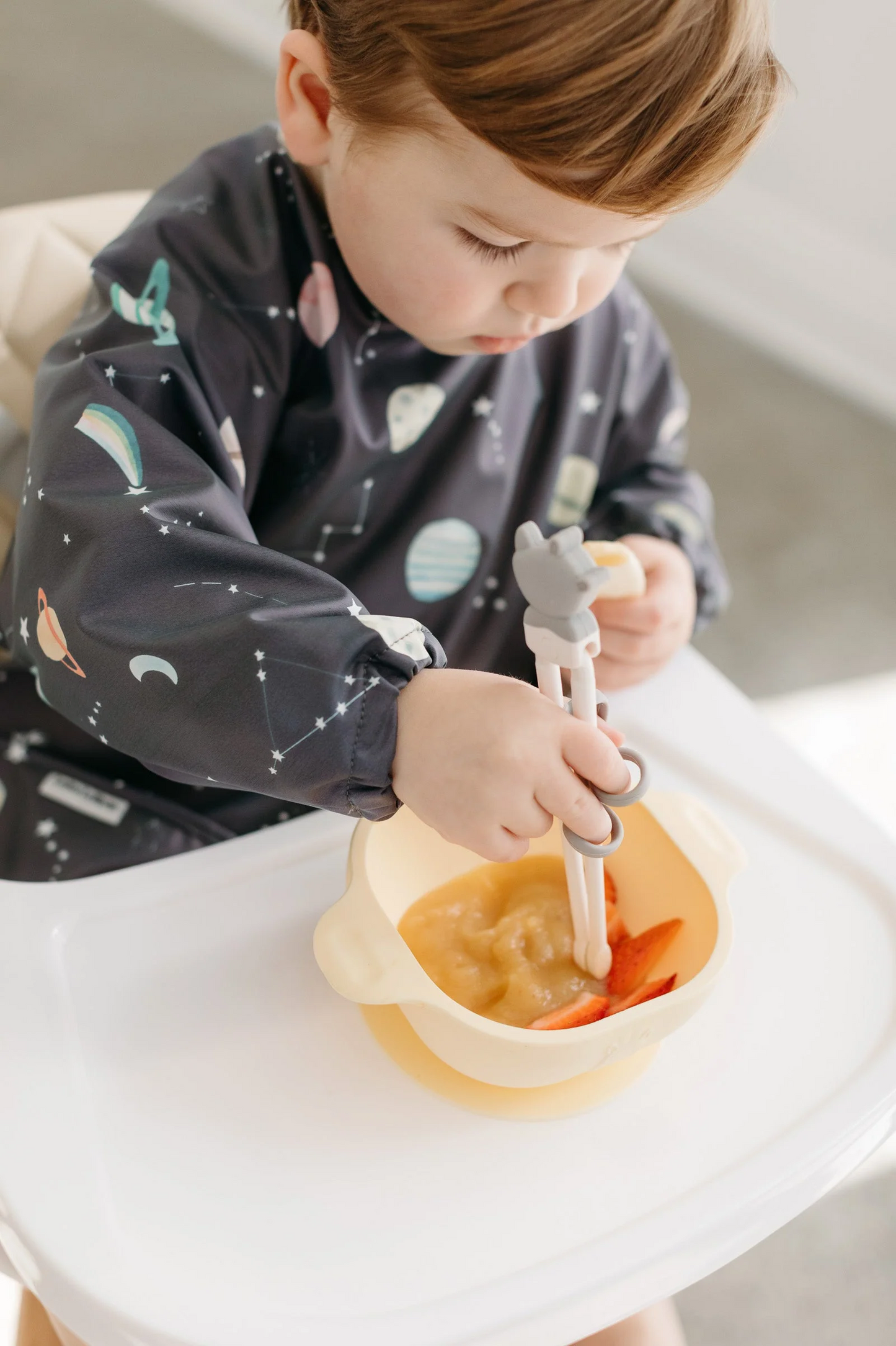 LouLou Lollipop Long Sleeve Bib in Planets