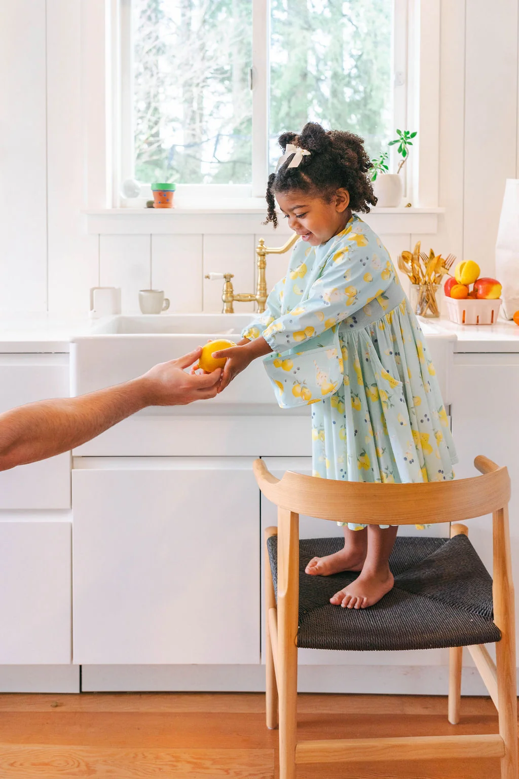 LouLou Lollipop Long Sleeve Bib in Lemon Squeezy