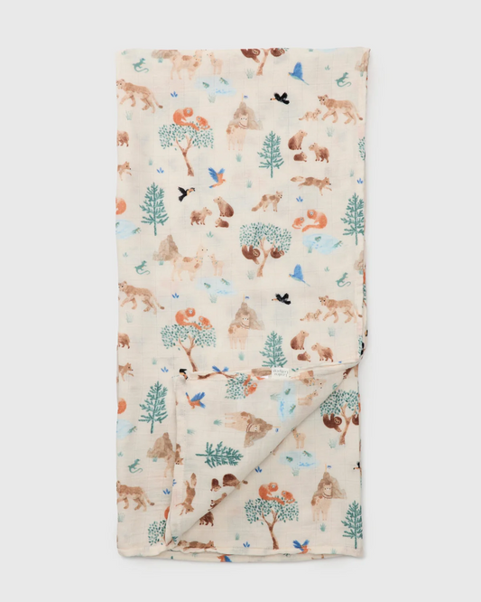 LouLou Lollipop Muslin Swaddle in Llama Adventures